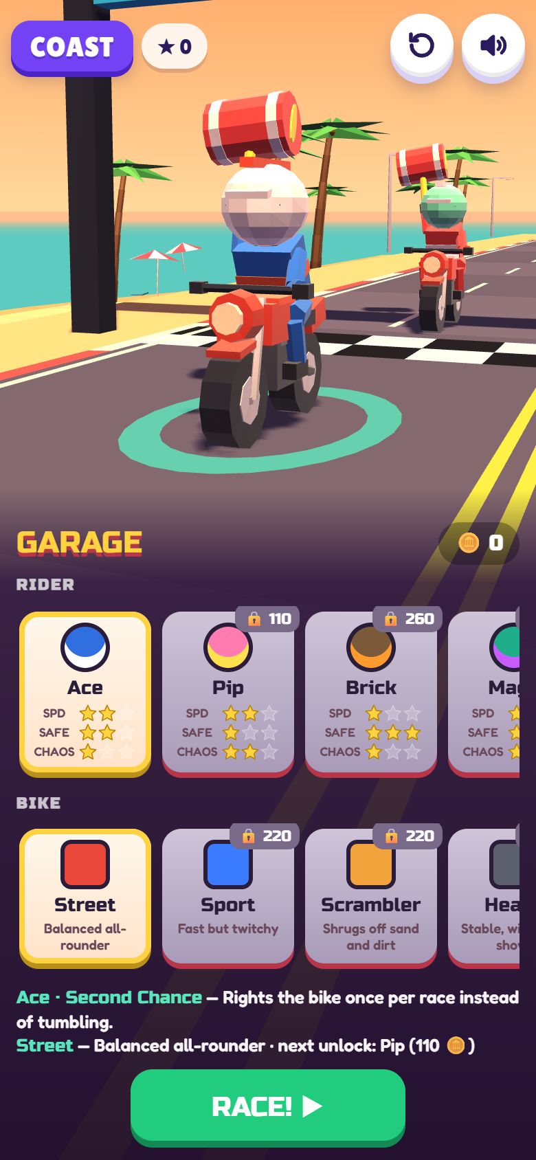 Bonk Riders gameplay on a phone