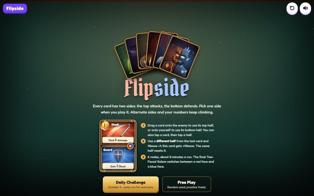 Flipside gameplay on desktop