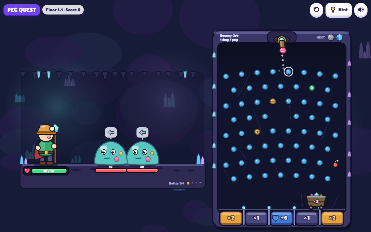 Peg Quest gameplay on desktop
