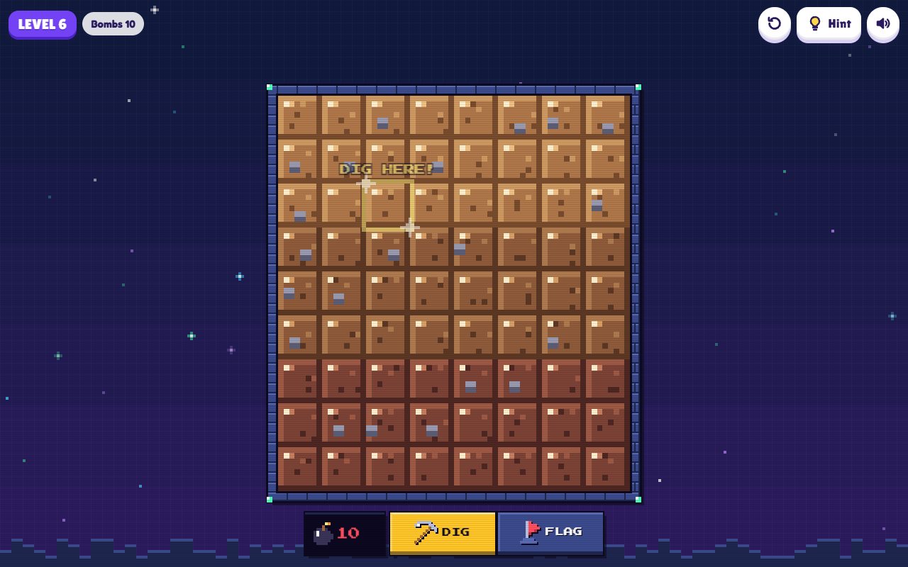 Pixel Mines gameplay on desktop