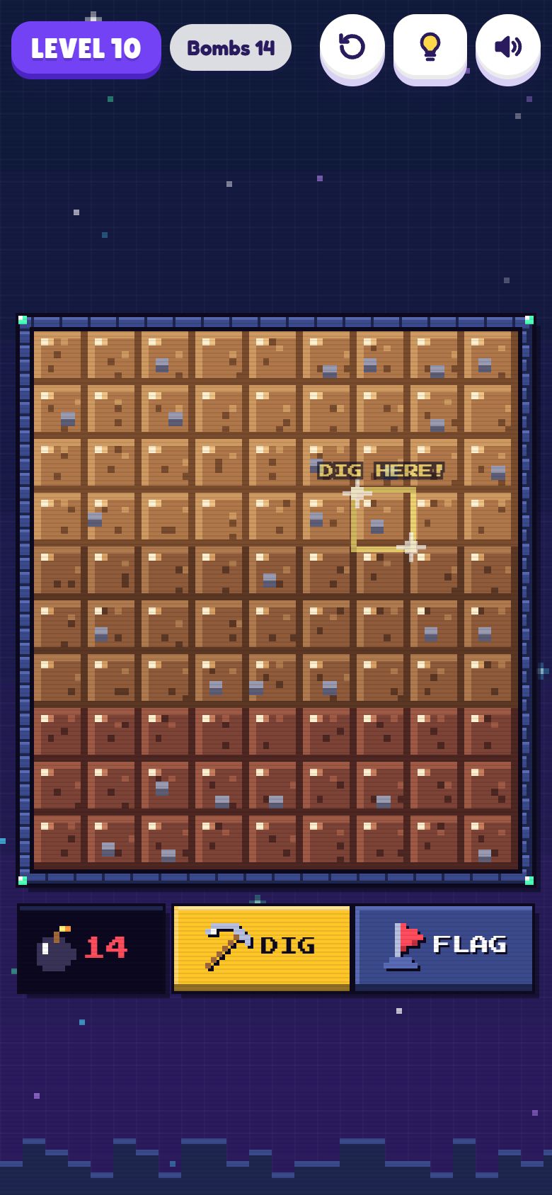 Pixel Mines gameplay on a phone
