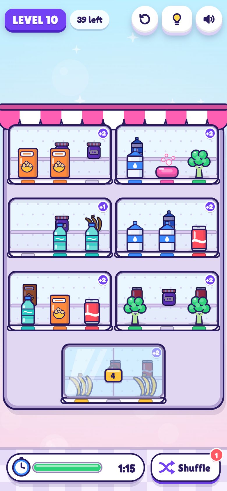Shelf Shuffle gameplay on a phone