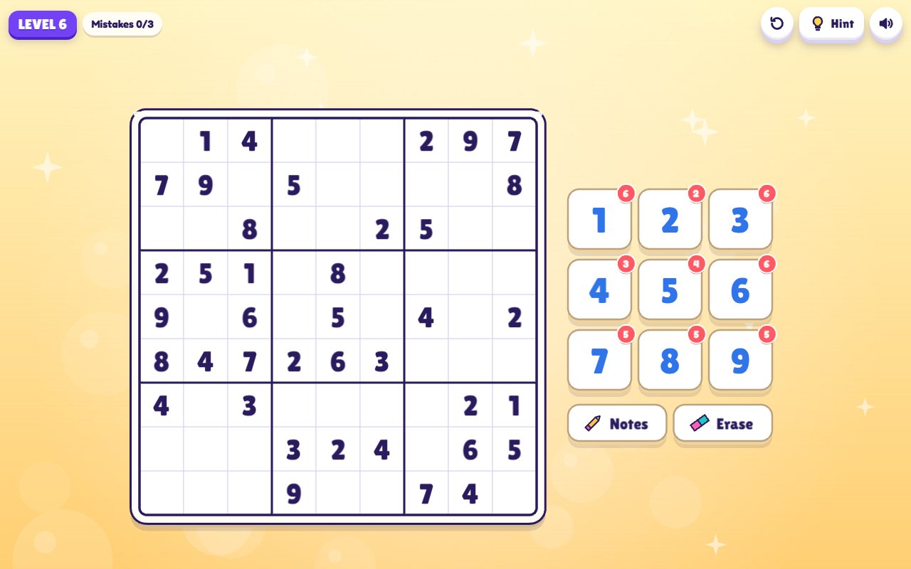 Sudoku Grove gameplay on desktop