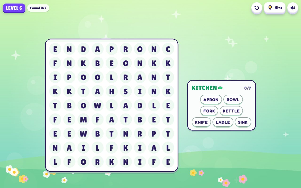 Word Seeker gameplay on desktop